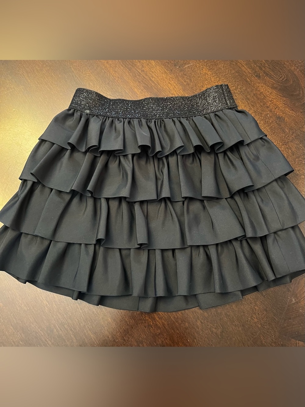 Ralph Lauren Black Tiered Ruffle Skort with Sparkle Waistband